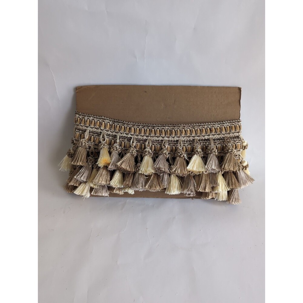 THREE SHADES OF Gold TASSEL TRIM 2 YARD PIECE 3"
